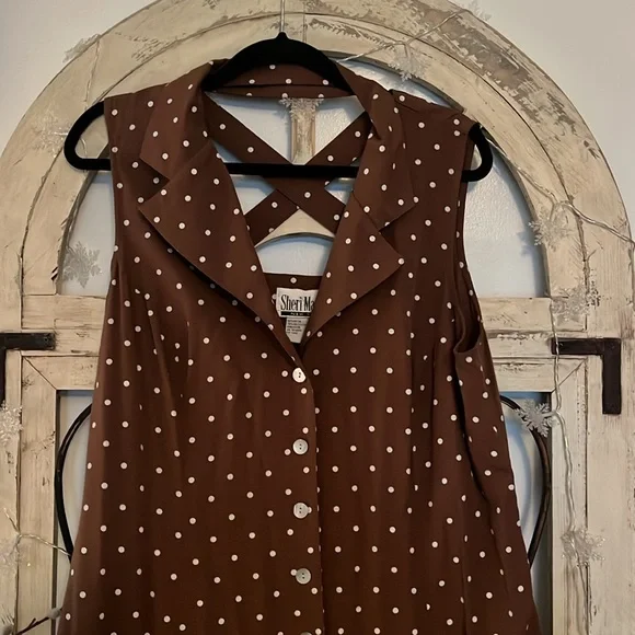 Vintage Brown Polka Dot Dress - Picture 2 of 6